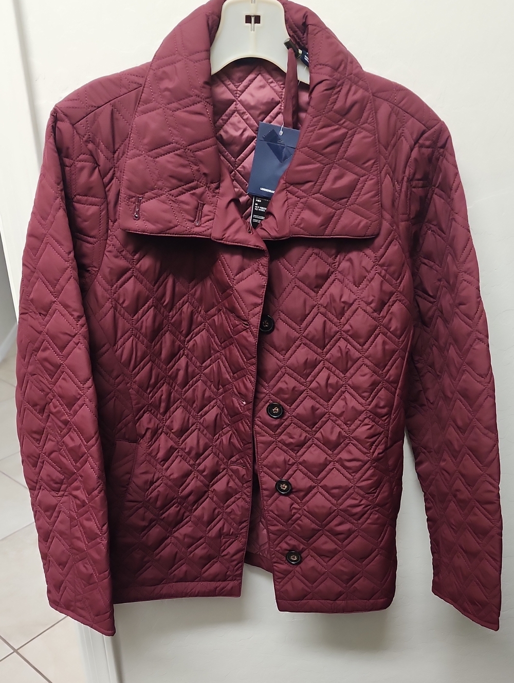 Lands' End Men's Quilted Jacket in Burgundy